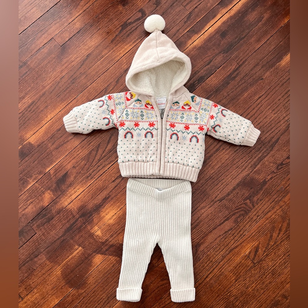 Hanna Andersson Baby Gnome Sweet Gnome Jacket and ribbed knit sweater pants